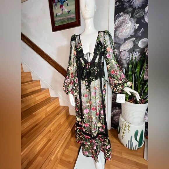 Free People For Love & Lemons Luna Sheer
Floral Maxi Dress /size  XS - Picture 10 of 14